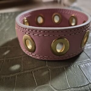 Coach Pink Leather Eyelet Bracelet with Gold Hardware